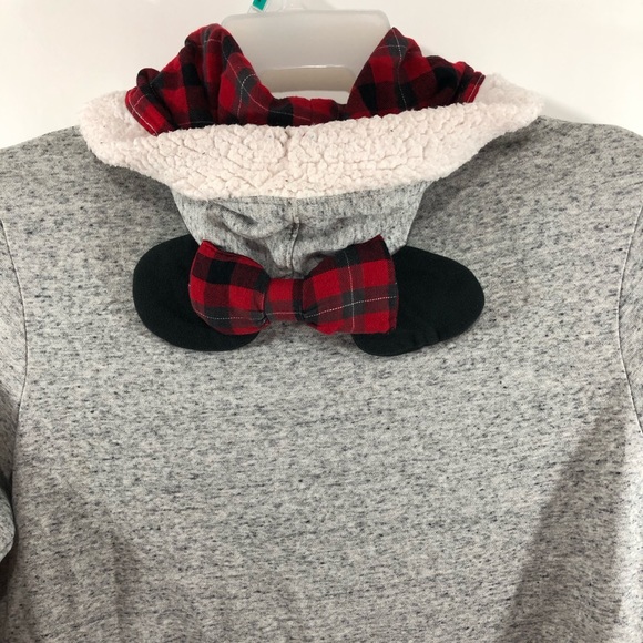 Disney Parks Minnie Mouse Gray Pullover Full Zip Sweater Hoodie Bow Ears Size M - Picture 7 of 11